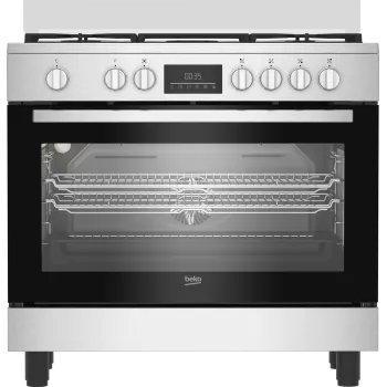 Beko BGM 11226 EX kombinált tűzhely, 111L, 5 db gázégő, 1 db wok égőfej, 90x60x90 cm, inox szín 