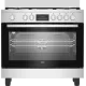 Beko BGM 11226 EX kombinált tűzhely, 111L, 5 db gázégő, 1 db wok égőfej, 90x60x90 cm, inox szín 