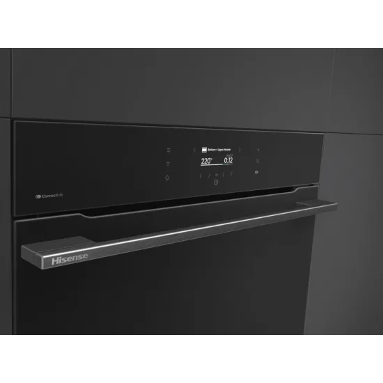 Hisense BI614P8B beépíthető sütő, 77L, pirolitikus tisztítás, Wifi, 59.5x56.4x59.5 cm, fekete szín