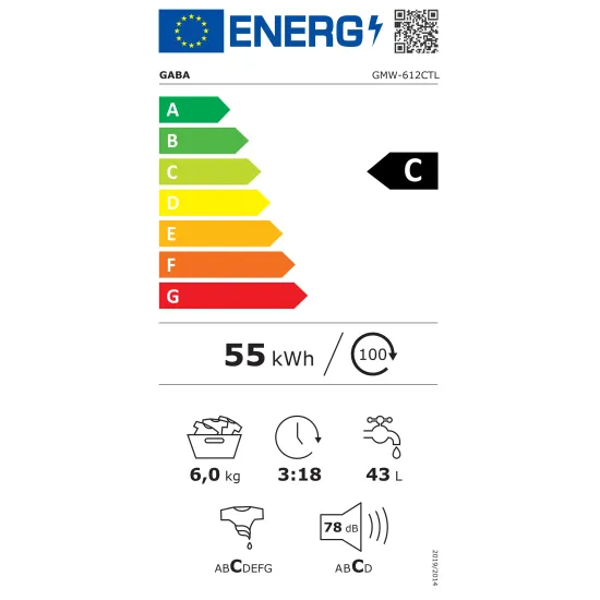 Gaba GMW-612CTL felültöltős mosógép, 6kg 1200 ford., magyar nyelvű kezelőpanel LED kijelző