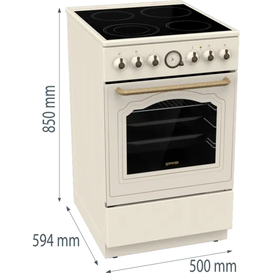 Gorenje GECS5B70CLI kerámialapos elektromos tűzhely extra gőzfunkcióval Classico Design, 70L, 50x59.4x85 cm