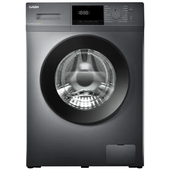 Gaba GTW-814DS elöltöltős mosógép, 8 kg, gőz, 59.5x52x85 cm, sötét inox szín 