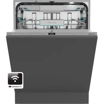 Hisense HV693A66UVAD teljesen beépíthető mosogatógép, 16 teríték, Wifi, inverter motor, 3 kosár, automatikus ajtónyitás, 59.8x55.5x81.6 cm 