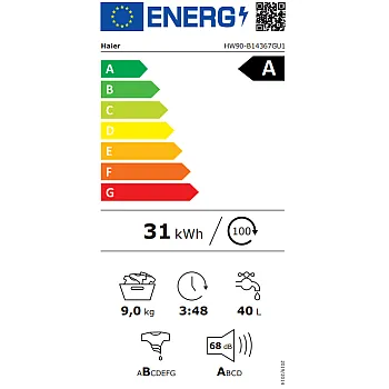 Haier HW90-B14367GU-S elöltöltős mosógép, 9 kg, Wifi, gőz, inverter motor, 59.5x59.8x85 cm, antracitszürke szín 