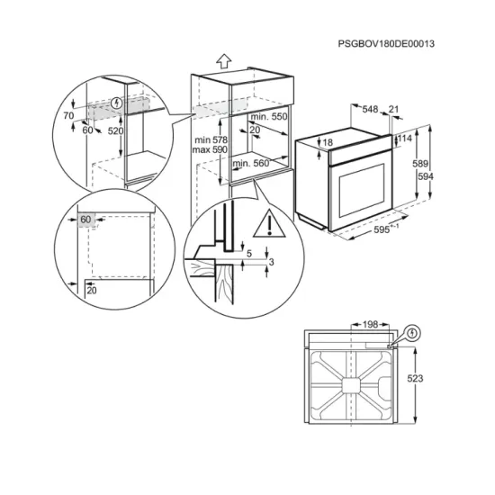 Electrolux KOCEH70X beépíthető sütő, 72L, 56x55x57.8 cm, inox szín 