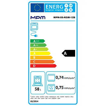 MPM MPM-56-KGM-12B fekete kombinált tűzhely, 46L, 50x60x85 cm