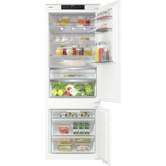 Gorenje NRKI619D61WFE No Frost Dual beépíthető alulfagyasztós kombinált hűtőszekrény, Wifi, 273/104L, inverter kompresszor, 69x54.5x193.6 cm