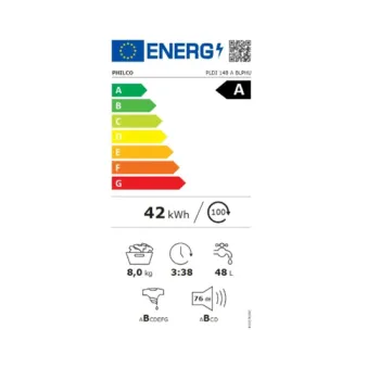 Philco PLDI 148 A BLPHU elöltöltős mosógép, 8 kg, gőz, inverter motor, 60x52x85 cm