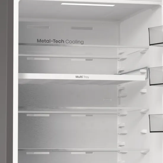 Hisense RB5P410SACC Total No Frost alulfagyasztós kombinált hűtőszekrény, Wifi, inverteres kompresszor, 283/130L, 59.5x65.8x203 cm, szürke metál szín 