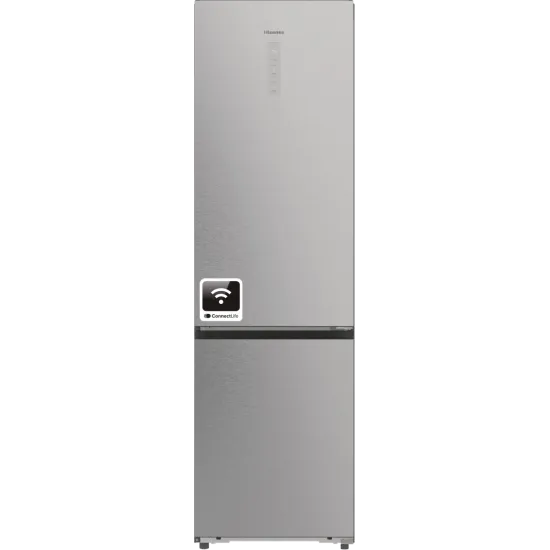 Hisense RB5P410SACC Total No Frost alulfagyasztós kombinált hűtőszekrény, Wifi, inverteres kompresszor, 283/130L, 59.5x65.8x203 cm, szürke metál szín 