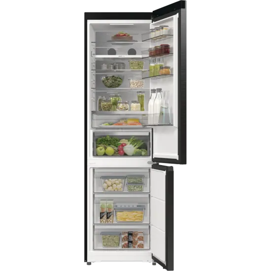Hisense RB5P410SAFA No Frost alulfagyasztós kombinált hűtőszekrény, 283/130L,Wifi, inverteres kompresszor, 59.5x65.8x203 cm, fekete szín 