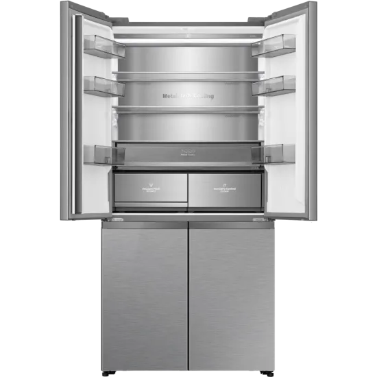 Hisense RQ768N4GVE Total No Frost side by side hűtőszekrény francia ajtós kialakítással, inverteres kompresszor, 381/210L, 91.1x60x190 cm, szürke szín