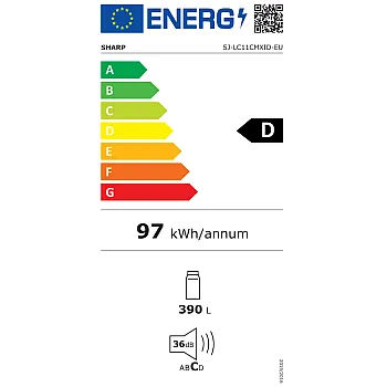 Sharp SJ-LC11CMXID-EU No Frost egyajtós hűtőszekrény, 390L, 59.5x65x186 cm, sötét inox szín 