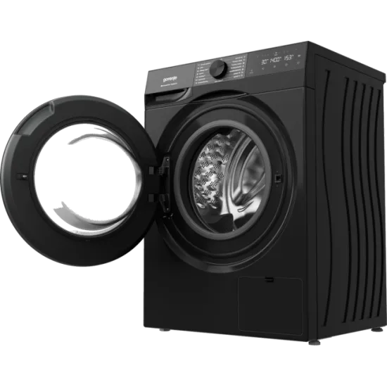 Gorenje WG484A31B elöltöltős mosógép, 8 kg, gőz, Wifi, 60x54x85 cm, fekete szín 