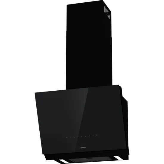 Gorenje WHI66236B beépíthető falra szerelhető döntött kürtös konyhai elszívó, 59.5x41.2x45 cm, fekete szín 