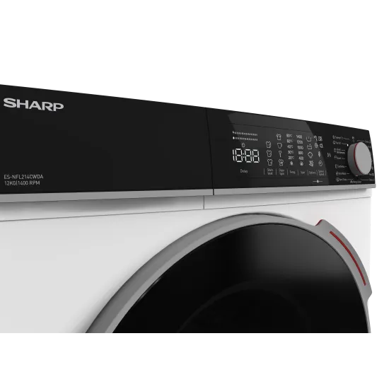 Sharp ES-NFL214CWDA-EE elöltöltős mosógép, 12 kg, inverter motor, gőz, 59.7x63.2x84.5 cm 