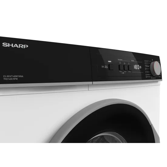 Sharp ES-NFA714BW1NNA-EE elöltöltős mosógép, 7 kg, inverter motor, 59.7x49.7x84.5 cm 