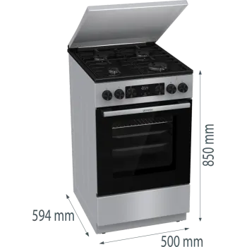 Gorenje GK5C63SH kombinált tűzhely, 70L, fém dísztető, 50x59.4x85 cm, szürke szín 
