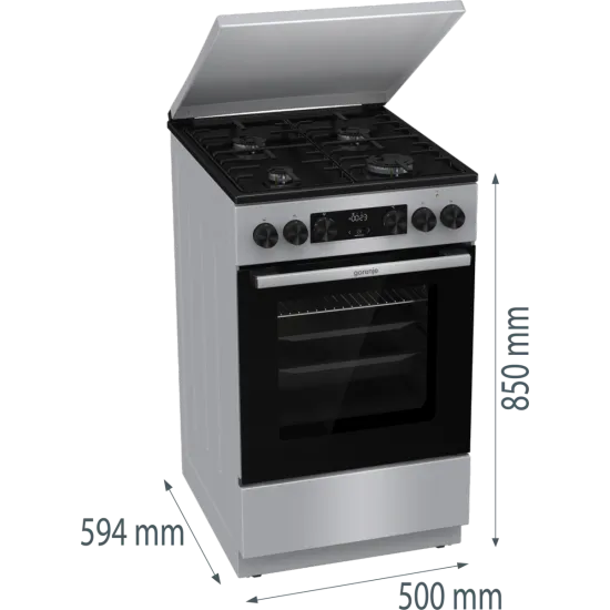 Gorenje GK5C63SH kombinált tűzhely, 70L, fém dísztető, 50x59.4x85 cm, szürke szín 