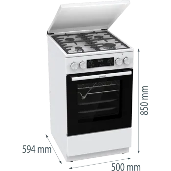 Gorenje GKS5C72WF kombinált tűzhely, 70L, fém dísztető, 50x59.4x85 cm 