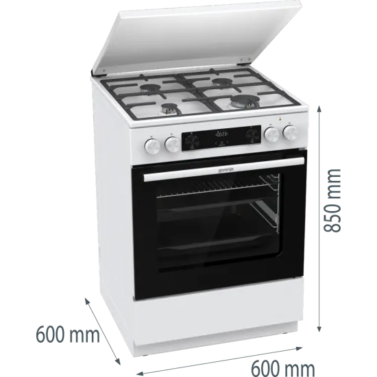 Gorenje GKS6C71WF kombinált tűzhely, 71L, fém dísztető, 60x60x85 cm 