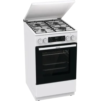 Gorenje GK5C64WH kombinált tűzhely, 70 l, AirFry, hőlégbefúvás, digitális programóra, kihúzható teleszkópos sínpárral, fém dísztető, lassú sütőajtó záródás, 50x59.4x85 cm