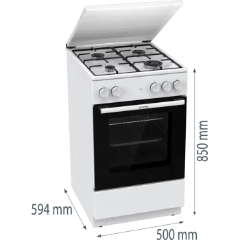 Gorenje GG5A14WJ gáztűzhely, elektromos szikragyújtás, 70L, fém dísztető, 50x59.4x85cm 