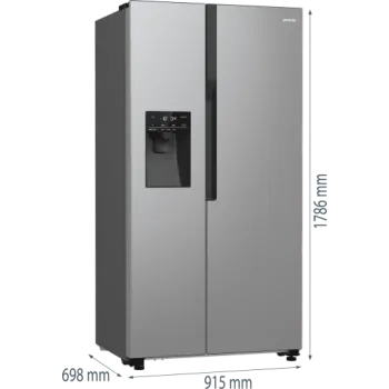 Gorenje NRR9185ESXL No Frost Plus side by side hűtőszekrény,376/190L,inverter kompresszor,91.5x69.8x178.6cm,texturált szürke metál szín 