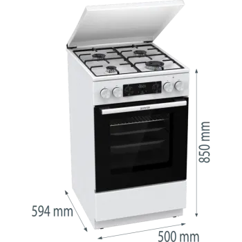 Gorenje GK5C42WJ kombinált tűzhely digitális programórával, fém dísztetővel, 50x59.4x85 cm