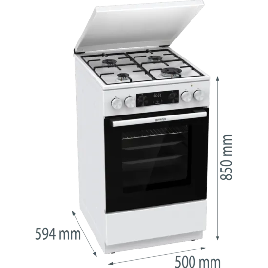 Gorenje GK5C42WJ kombinált tűzhely digitális programórával, fém dísztetővel, 50x59.4x85 cm