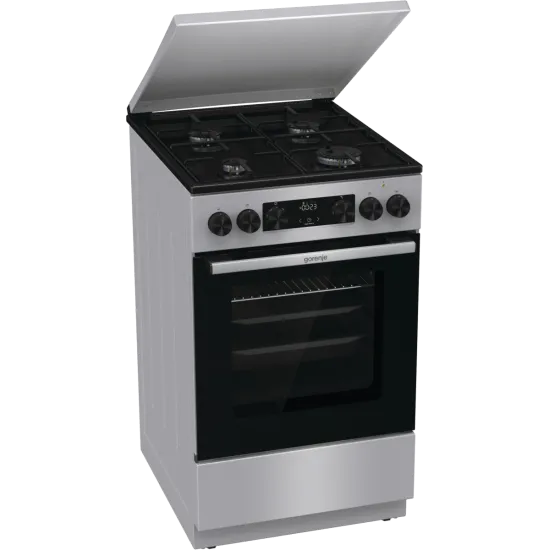 Gorenje GK5C42SJ kombinált tűzhely digitális programórával, fém dísztetővel, 62L, szürke 50x59.4x85 cm