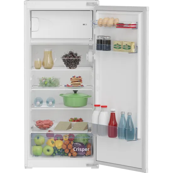 Beko BSSA210K4SN beépíthető egyajtós hűtőszekrény fagyasztóval, 121.5cm magas, 156/19L, 54x54.5x121.5 cm 