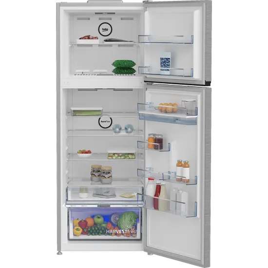 Beko B5RDNE504LDXB No Frost felülfagyasztós kombinált hűtőszekrény, 354/123L, 70x74.6x186.5 cm, csiszolt ezüst szín