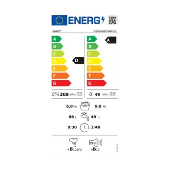 Candy CSOW4966TWM/1-S mosó-szárítógép, 9/6kg, Smart Pro inverter motor,gőz funkció, 60x58x85cm