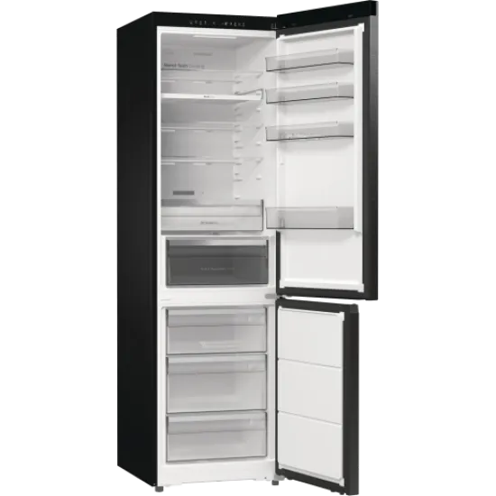 Hisense RB5P410SBFC Total No Frost alulfagyasztós kombinált hűtőszekrény, 283/130L, inverteres kompresszor, 59.5x65.8x203 cm, fekete inox szín 