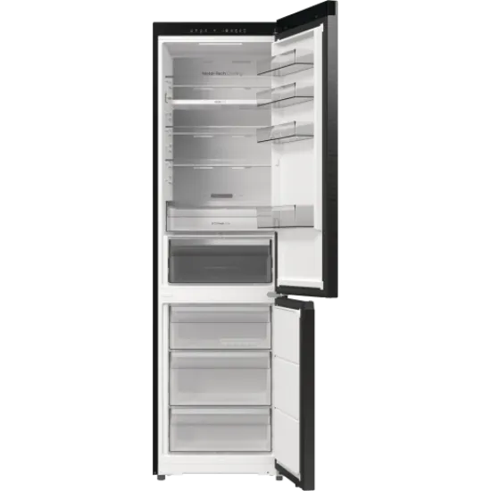 Hisense RB5P410SBFC Total No Frost alulfagyasztós kombinált hűtőszekrény, 283/130L, inverteres kompresszor, 59.5x65.8x203 cm, fekete inox szín 