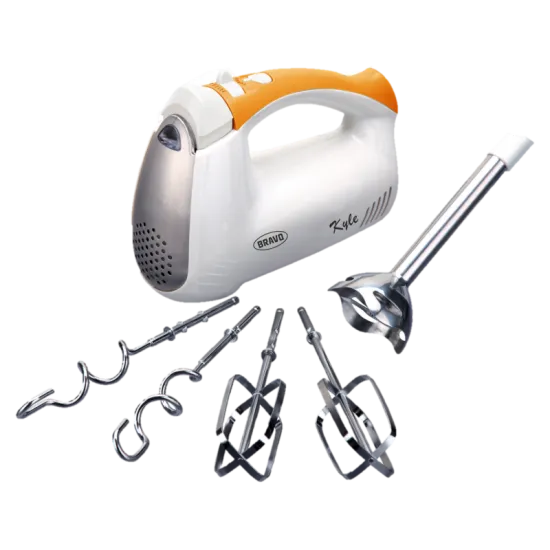 Bravo Kyle B-4818 kézi mixer, fém botmixer feltét, 400W, fehér/narancs 