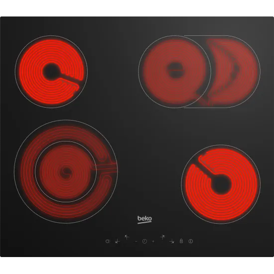 Beko HIC64403T beépíthető kerámia főzőlap, 60x51x3.7 cm, fekete 