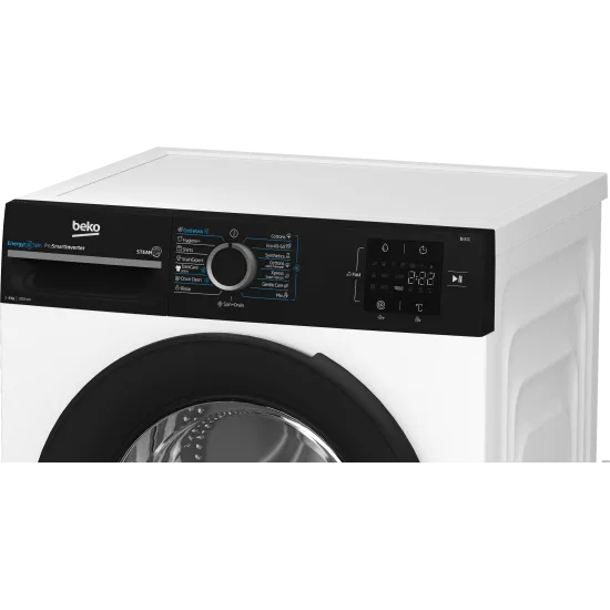 Beko BM3WFSU38213WPBB elöltöltős mosógép, 8 kg, inverter motor, gőz, 60x54.6x84.5 cm