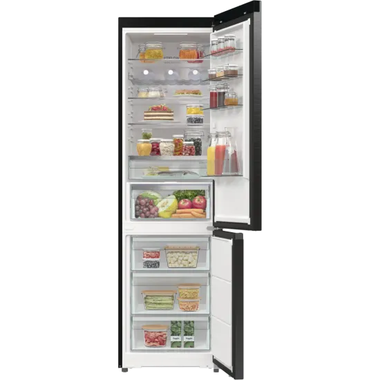 Gorenje NRB620C61BX4WFE Total No Frost alulfagyasztós kombinált hűtőszekrény, Wifi, 283/130L, inverter kompresszor,59.5x65.8x203 cm, fekete inox szín