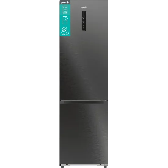 Gorenje NRB620C61BX4WFE Total No Frost alulfagyasztós kombinált hűtőszekrény, Wifi, 283/130L, inverter kompresszor,59.5x65.8x203 cm, fekete inox szín