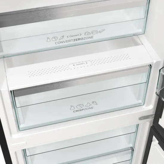 Gorenje NRB620C61BX4WFE Total No Frost alulfagyasztós kombinált hűtőszekrény, Wifi, 283/130L, inverter kompresszor,59.5x65.8x203 cm, fekete inox szín