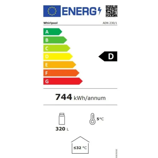 Whirlpool ADN 230/1 kétüvegajtós hűtőszekrény, 173cm magas,455L