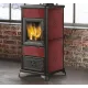 Edilkamin Decor EK63 bordeaux 7,2kW kandalló díszített kerámia oldalakkal és betétekkel, öntöttvas ajtóval és lábakkal 