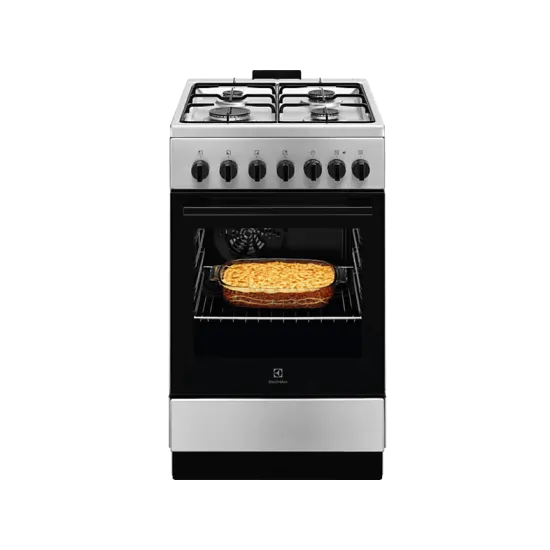 Electrolux LKK520032X inox kombinált tűzhely MF5 sütő, hangjelzés; percszámlálás; egykezes szikragyújtás, tető nélkül