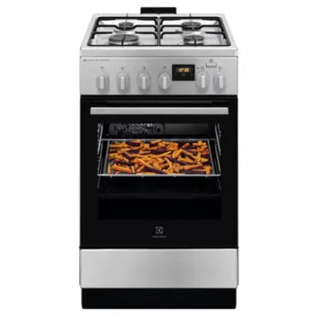 Electrolux LKK560232X inox kombinált tűzhely, hangjelzés; percszámlálás; időtartam és vége programozás; digitális programóra, egykezes szikragyújtás, tető nélkül