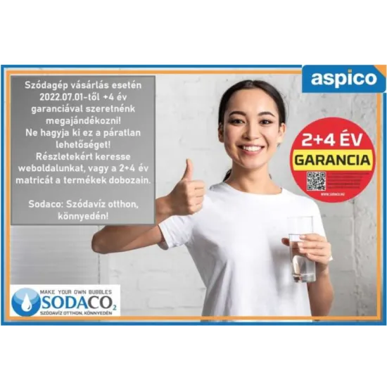 Sodaco B100E Basic ezüst szódagép +2db szénsavasító palackkal