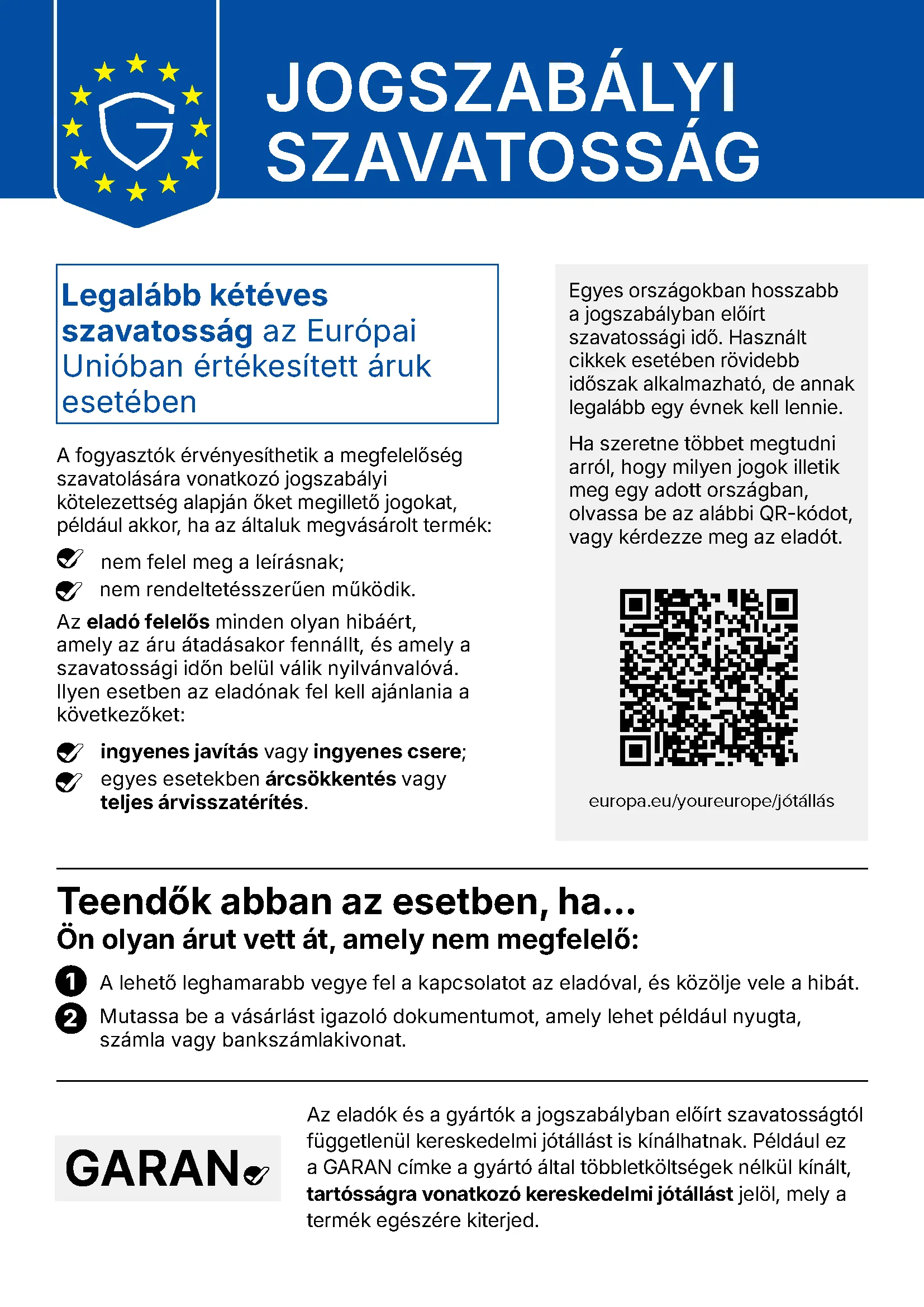 Jogszabályi szavatossági jogok