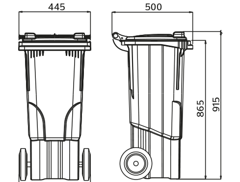 Europlast kuka 60l sötétszürke kerekes hulladék tároló