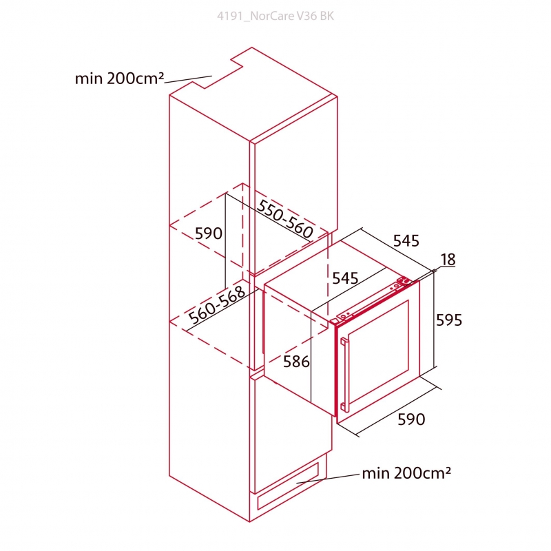 NODOR NORCARE V-36 BK  2 zónás beépíthető borhűtő